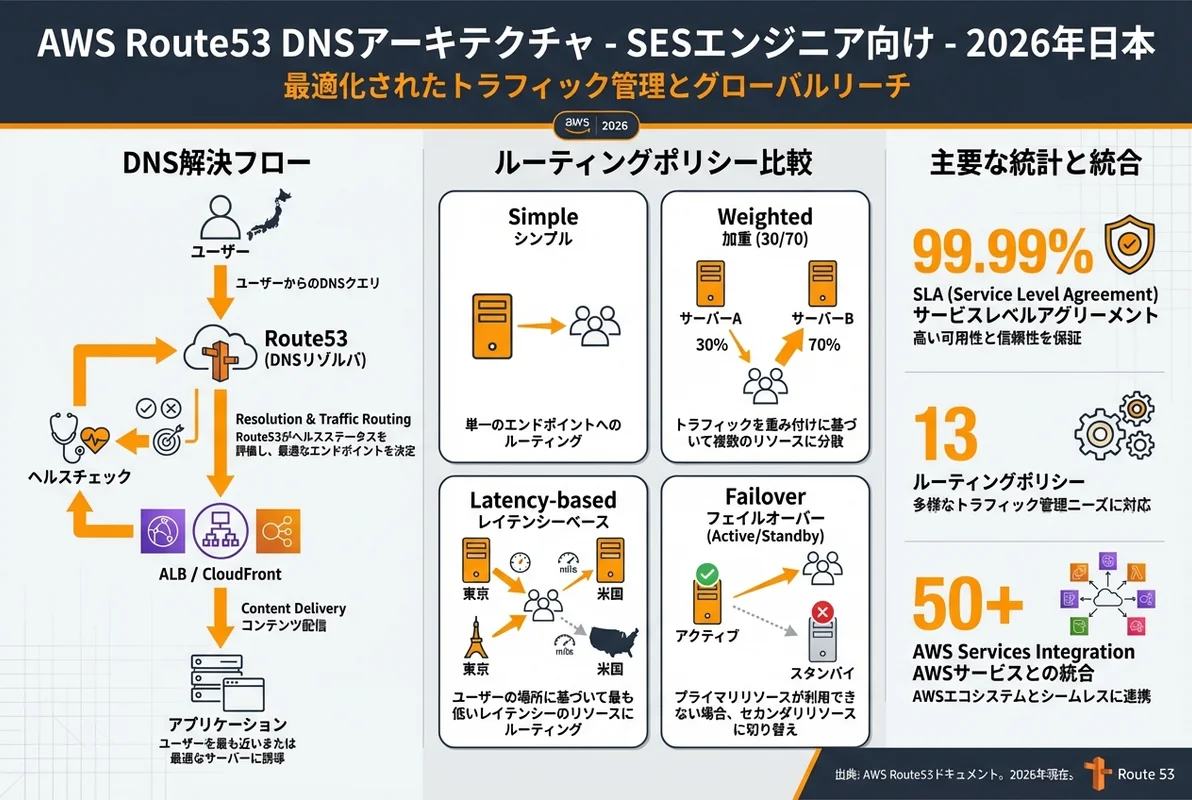 AWS Route 53 DNS設計パターンのインフォグラフィック