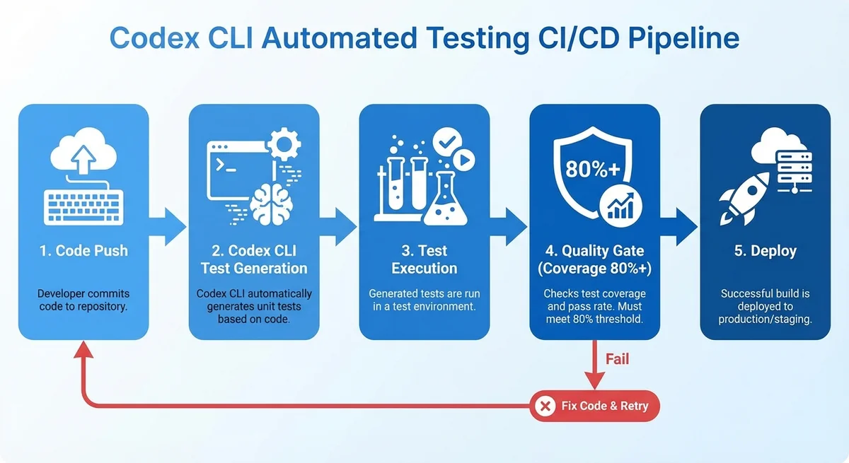 Codex CLI自動テストCI/CDフロー図解