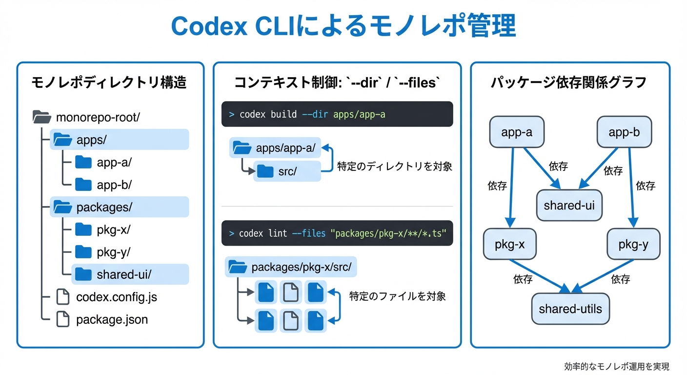 Codex CLIモノレポ管理のインフォグラフィック