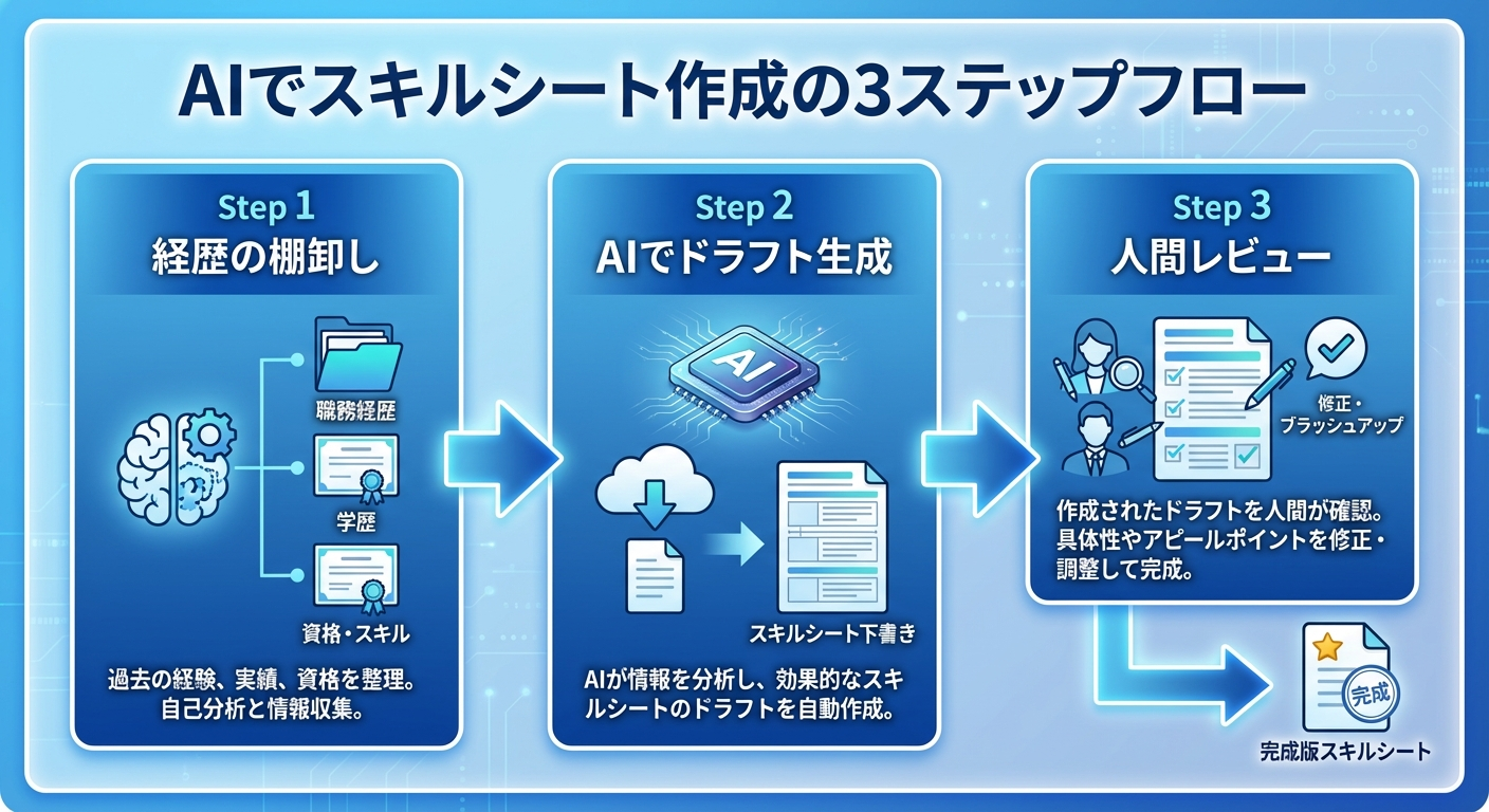 AIスキルシート作成3ステップフロー