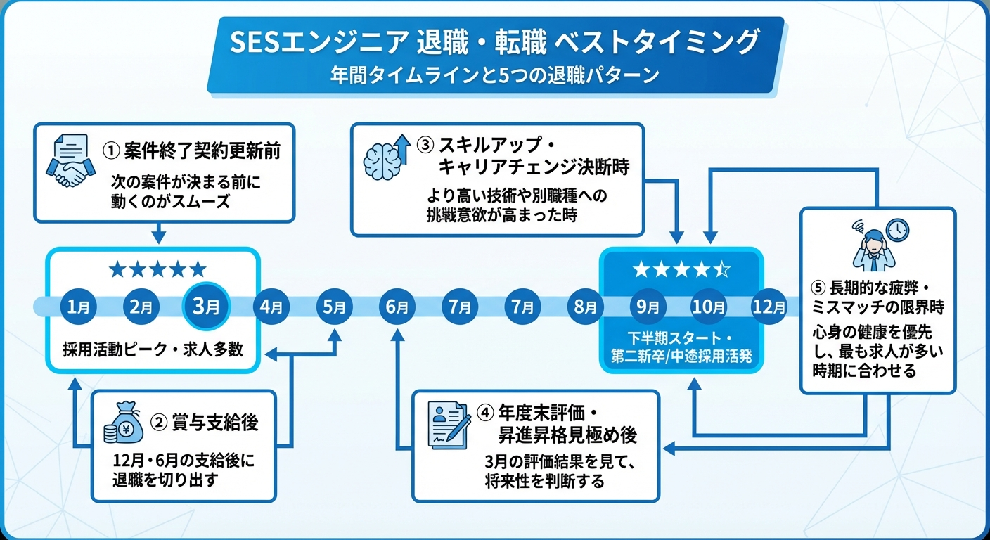 SESエンジニアの退職・転職タイミングの全体像