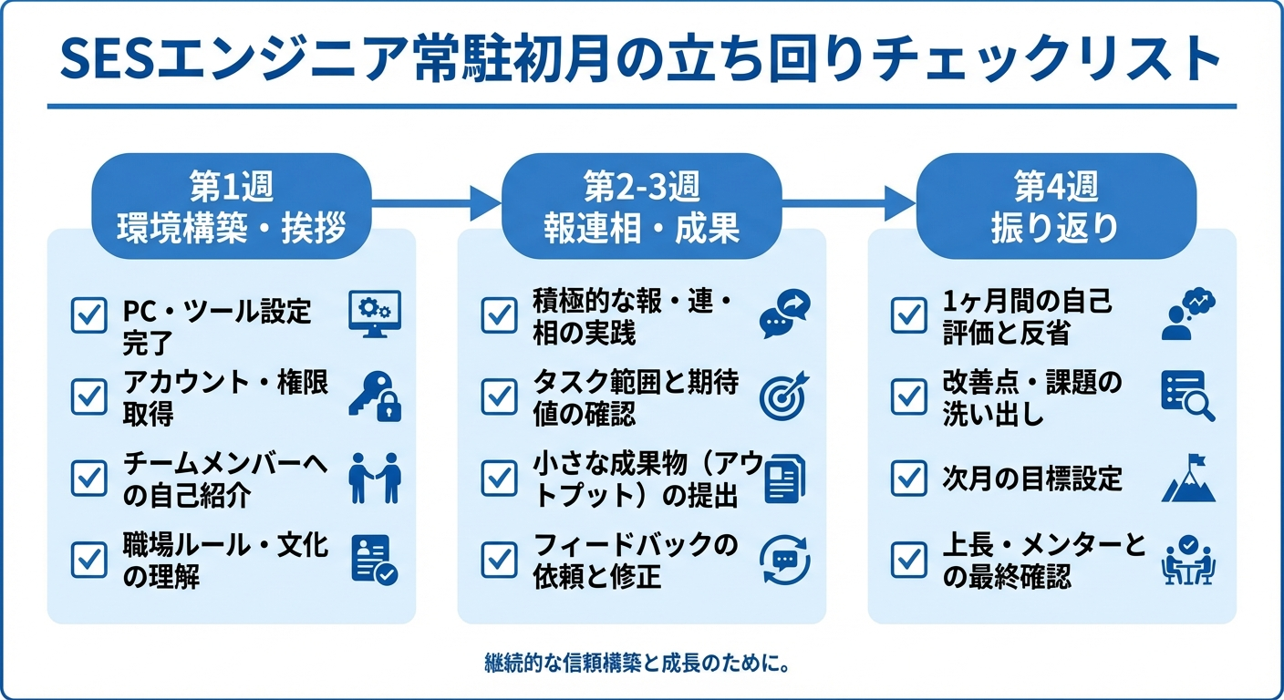 SESエンジニア常駐初月の立ち回りチェックリスト