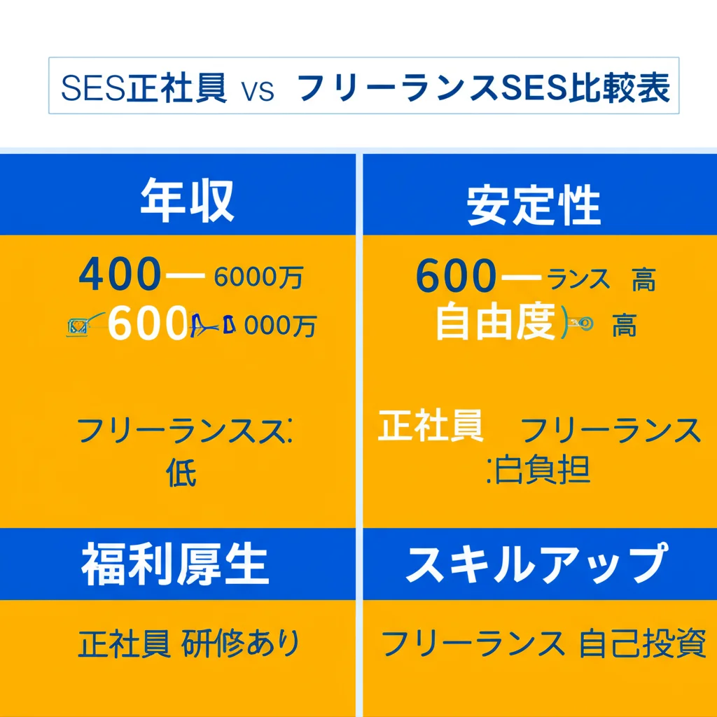 SES正社員 vs フリーランスSES比較インフォグラフィック